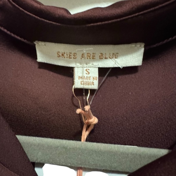 Skies are Blue - Long sleeve polyester button down blouse - Brown size Small NWT - Picture 3 of 9